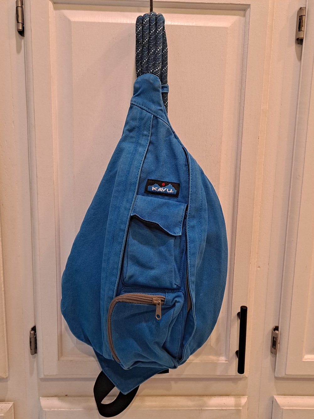 KAVU Unisex Blue Rope Sling Bag - Casual Crossbody Backpack Cotton Canvas